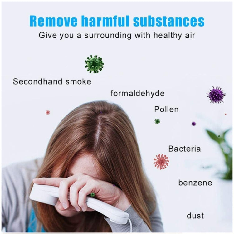 Portable Hanging Neck Air Purifier Negative-Ion Necklace Formaldehyde Anti-fog Haze Air Purifier(White)