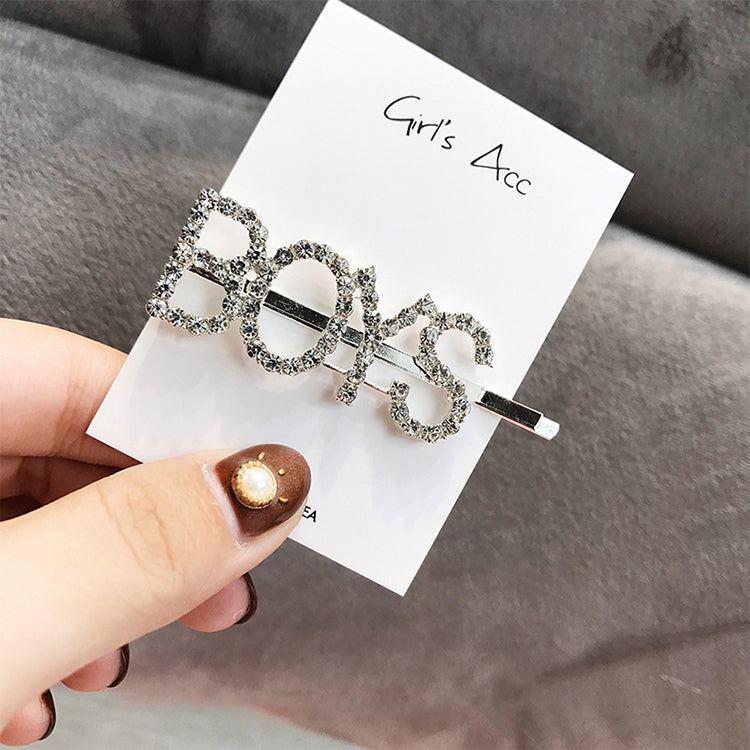 Fashion Luxury Crystal Rhinestones Hair Clips Women Letters Hairgrip Headwear