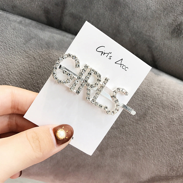 Fashion Luxury Crystal Rhinestones Hair Clips Women Letters Hairgrip Headwear