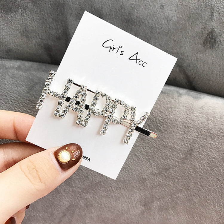 Fashion Luxury Crystal Rhinestones Hair Clips Women Letters Hairgrip Headwear