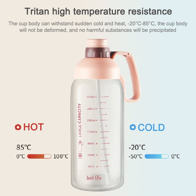 1.8L Plastic Water Cup With Scale Large Capacity Portable Straw Space Cup Outdoor Sports Bottle
