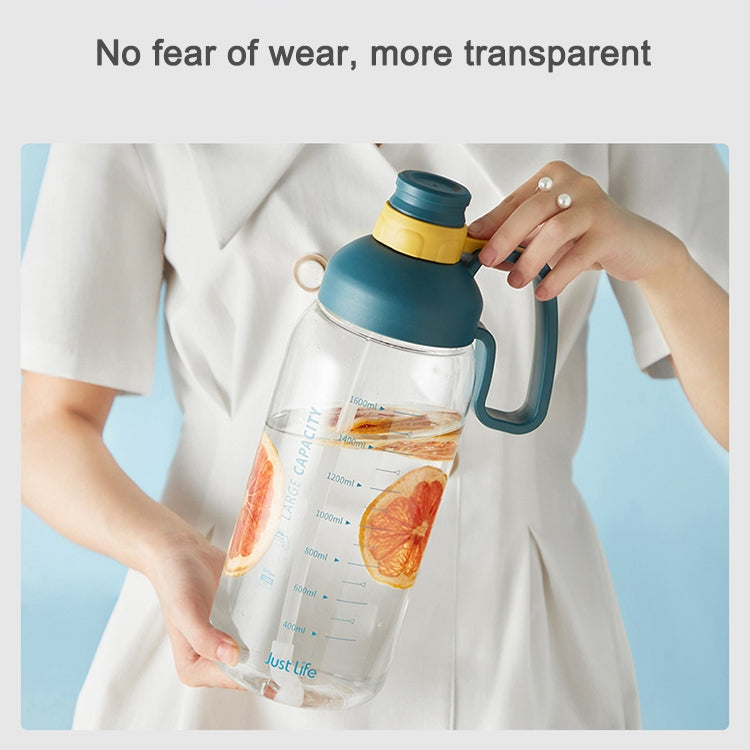 1.8L Plastic Water Cup With Scale Large Capacity Portable Straw Space Cup Outdoor Sports Bottle