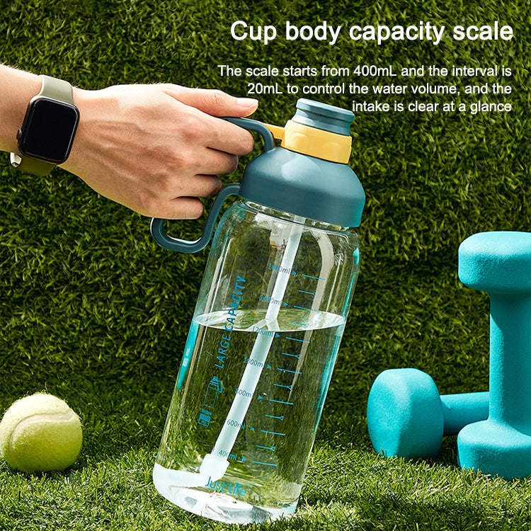 1.8L Plastic Water Cup With Scale Large Capacity Portable Straw Space Cup Outdoor Sports Bottle