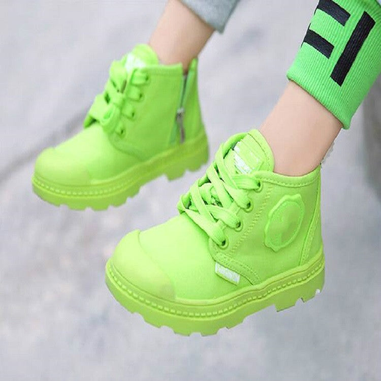 Kids Sneakers High-Top Canvas Martin Boots, Size:28