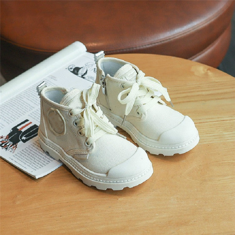 Kids Sneakers High-Top Canvas Martin Boots, Size:33