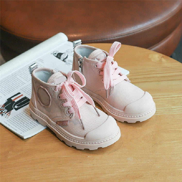 Kids Sneakers High-Top Canvas Martin Boots, Size:34