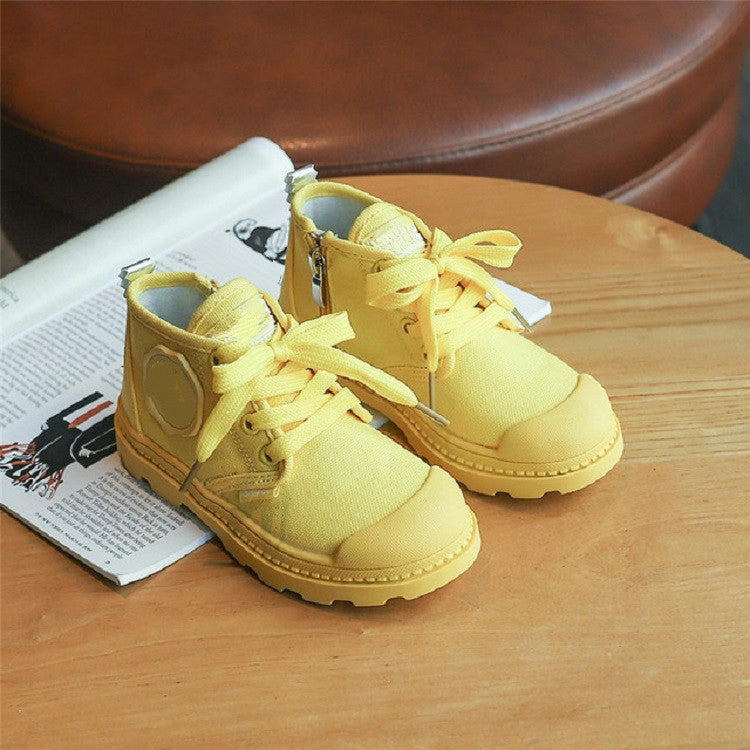 Kids Sneakers High-Top Canvas Martin Boots, Size:34