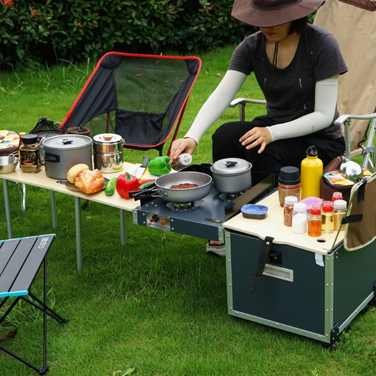 Outdoor Movable Kitchen Camping Portable Folding Table Stove Self-driving Picnic Equipment, Color:Red