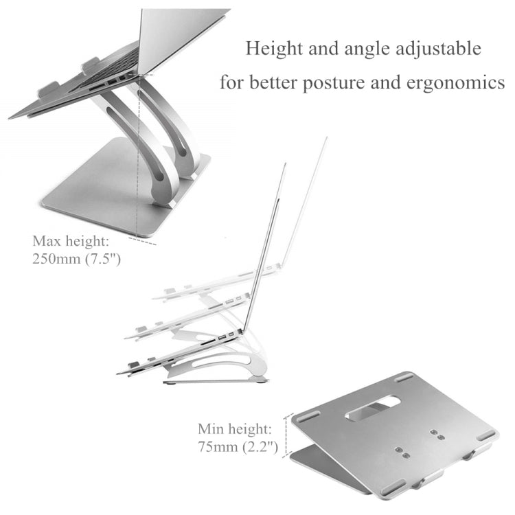 Aluminum Laptop Stand Height Angle Adjustable Tablets Notebook Cooling Holder For MacBook Air Pro 11-17 inch(Black)