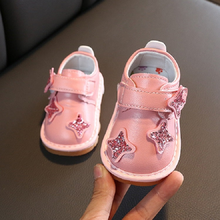 Baby Soft Bottom Shoes Girls Spring and Autumn Leather Single Shoes Princess Shoes, Size:16Yards