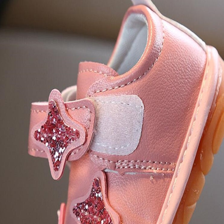 Baby Soft Bottom Shoes Girls Spring and Autumn Leather Single Shoes Princess Shoes, Size:16Yards