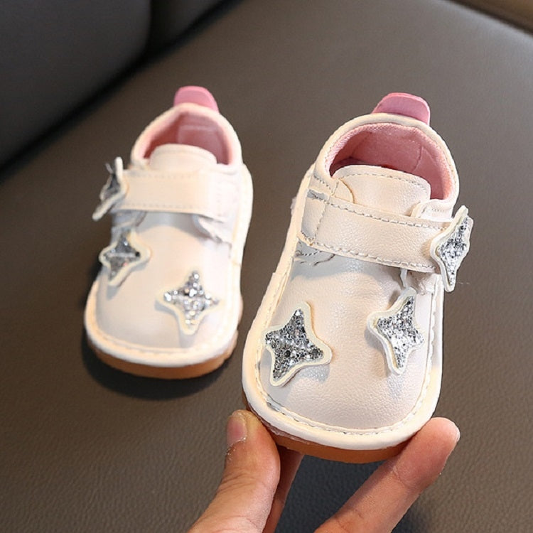 Baby Soft Bottom Shoes Girls Spring and Autumn Leather Single Shoes Princess Shoes, Size:16Yards
