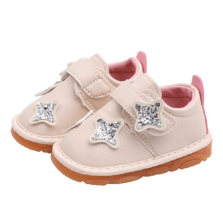 Baby Soft Bottom Shoes Girls Spring and Autumn Leather Single Shoes Princess Shoes, Size:16Yards