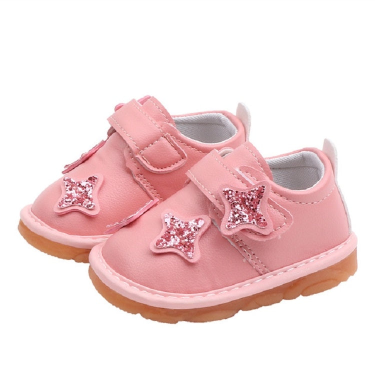Baby Soft Bottom Shoes Girls Spring and Autumn Leather Single Shoes Princess Shoes, Size:18Yards(Pink)