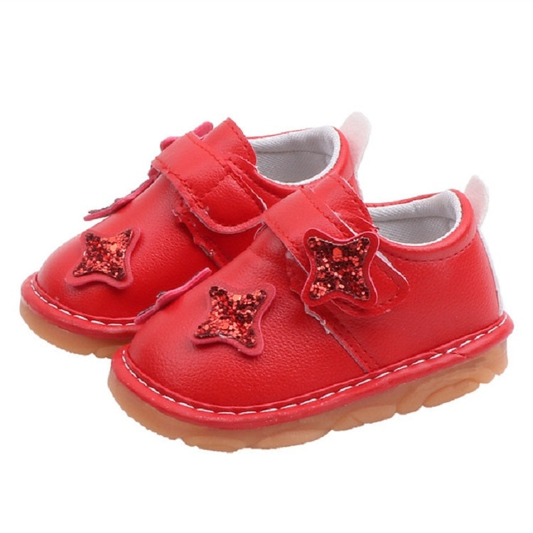 Baby Soft Bottom Shoes Girls Spring and Autumn Leather Single Shoes Princess Shoes, Size:19Yards(Red)