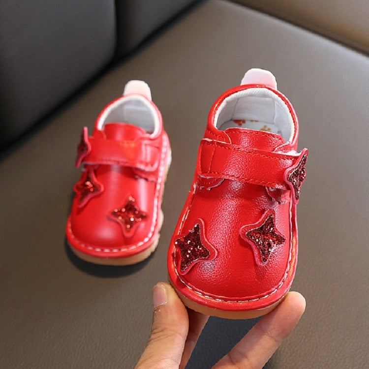 Baby Soft Bottom Shoes Girls Spring and Autumn Leather Single Shoes Princess Shoes, Size:20Yards(Red)
