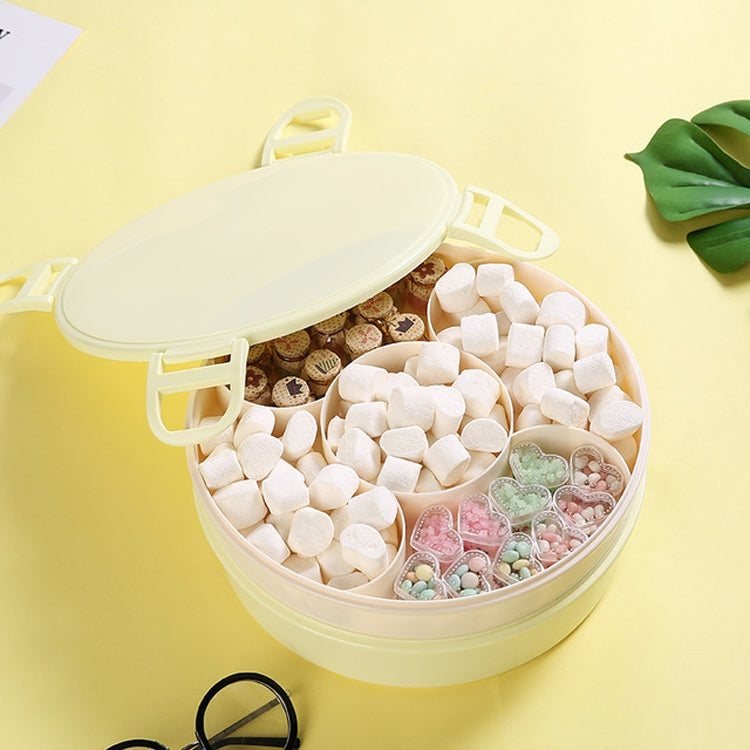 Home Living Room Double-layer Divided Candy Storage Box with Cover Lip(Yellow)