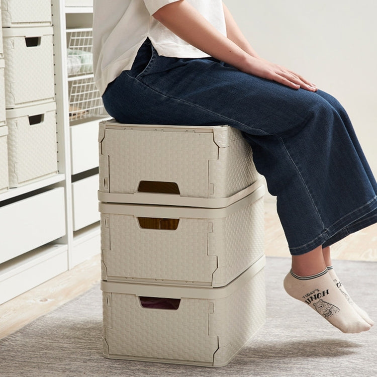 Collapsible Finishing Dormitory Wardrobe Plastic Storage Box with Cover Lip, Size:S 43.8x33x20cm