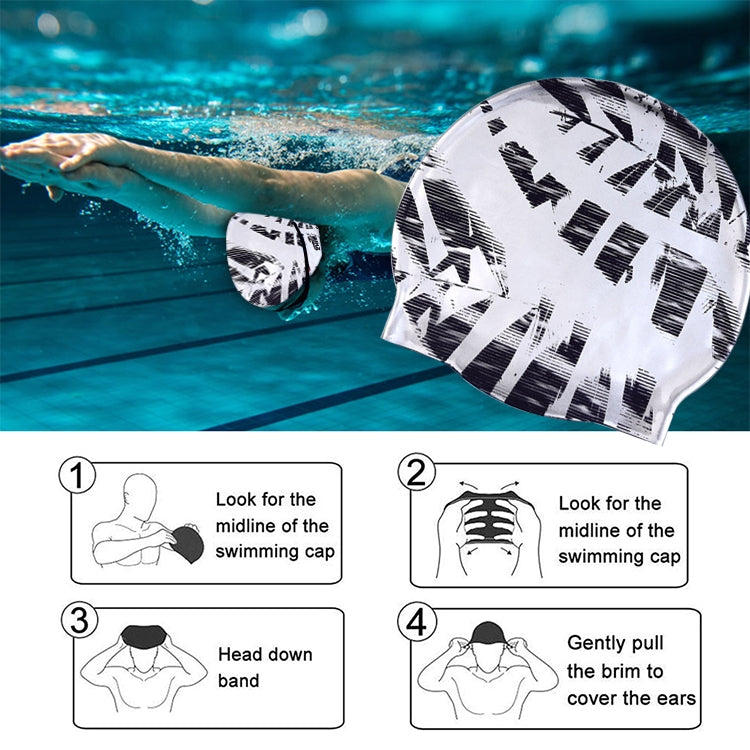 Adult Printed Silicone Swimming Cap(Black)