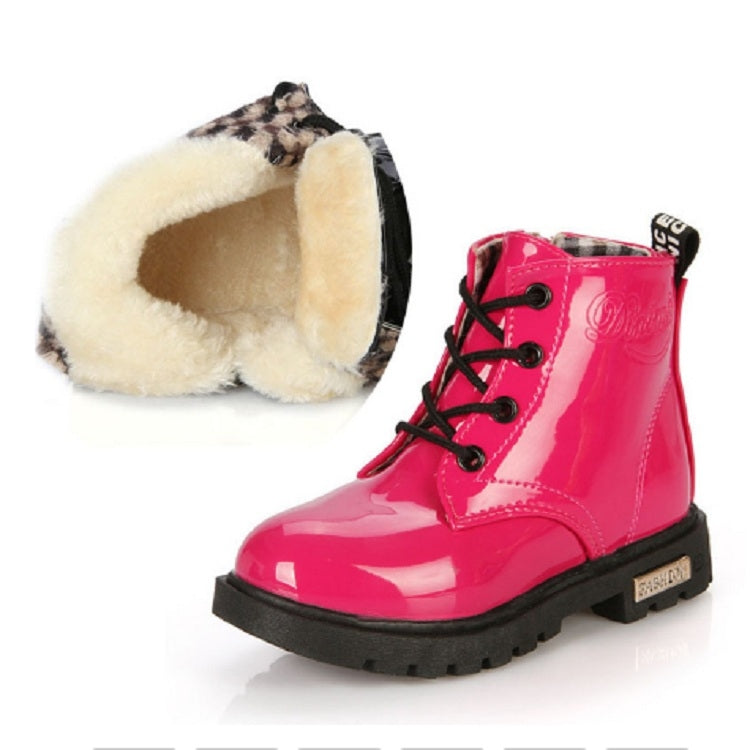 Kids Shoes PU Leather Lace Up High Children Sneakers Autumn Winter Children Shoes Add Cotton, Shoe Size:30