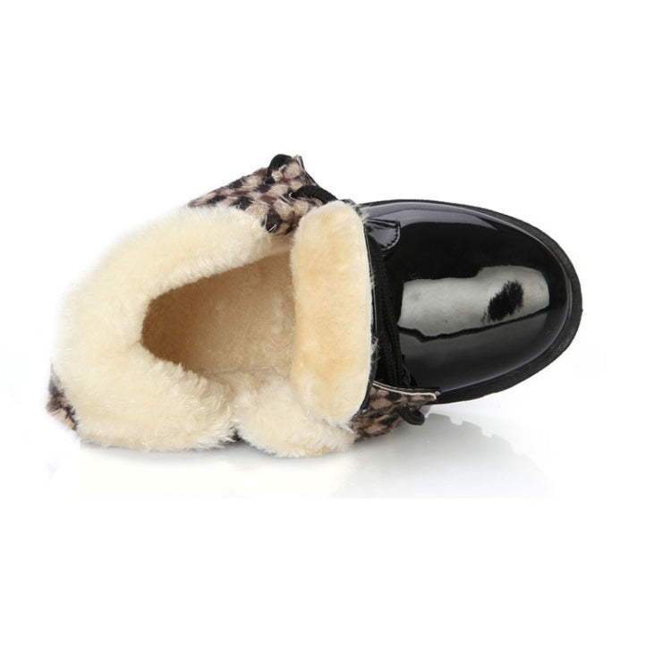 Kids Shoes PU Leather Lace Up High Children Sneakers Autumn Winter Children Shoes Add Cotton, Shoe Size:34