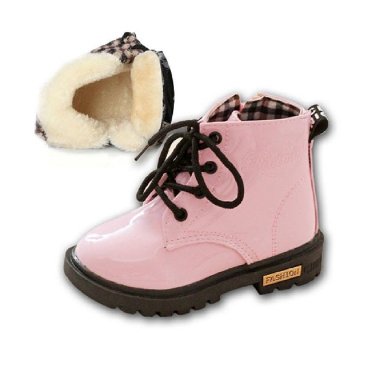 Kids Shoes PU Leather Lace Up High Children Sneakers Autumn Winter Children Shoes Add Cotton, Shoe Size:36