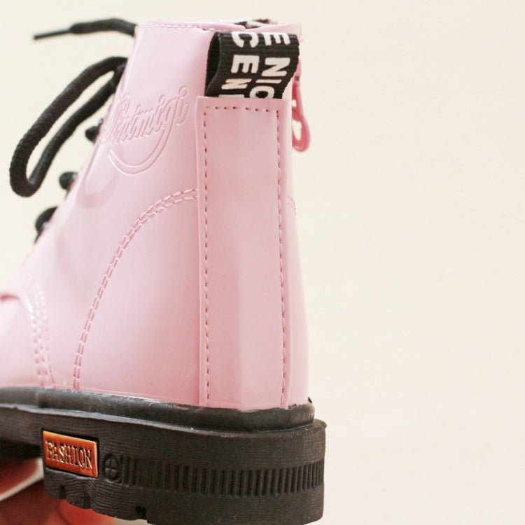 Kids Shoes PU Leather Lace Up High Children Sneakers Autumn Winter Children Shoes Add Cotton, Shoe Size:36