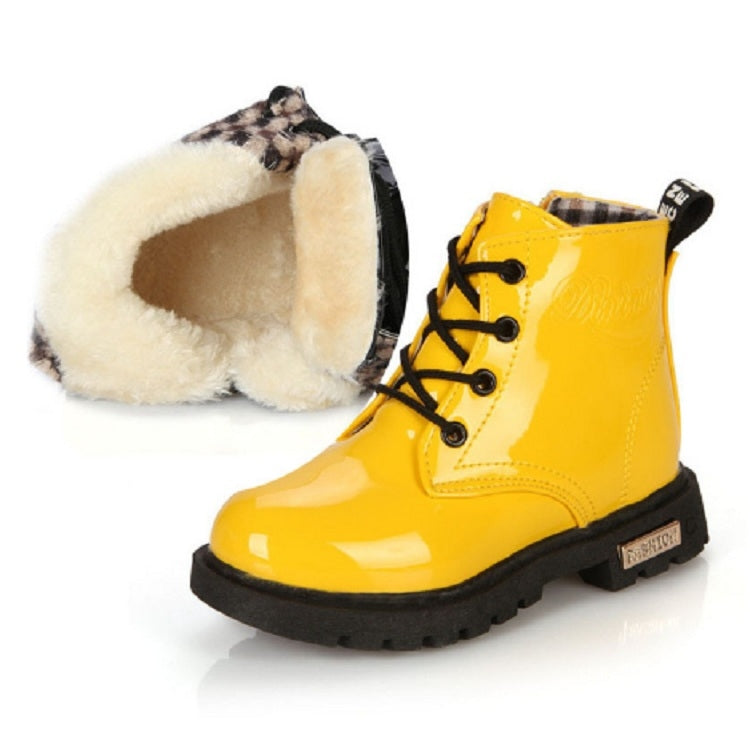 Kids Shoes PU Leather Lace Up High Children Sneakers Autumn Winter Children Shoes Add Cotton, Shoe Size:36