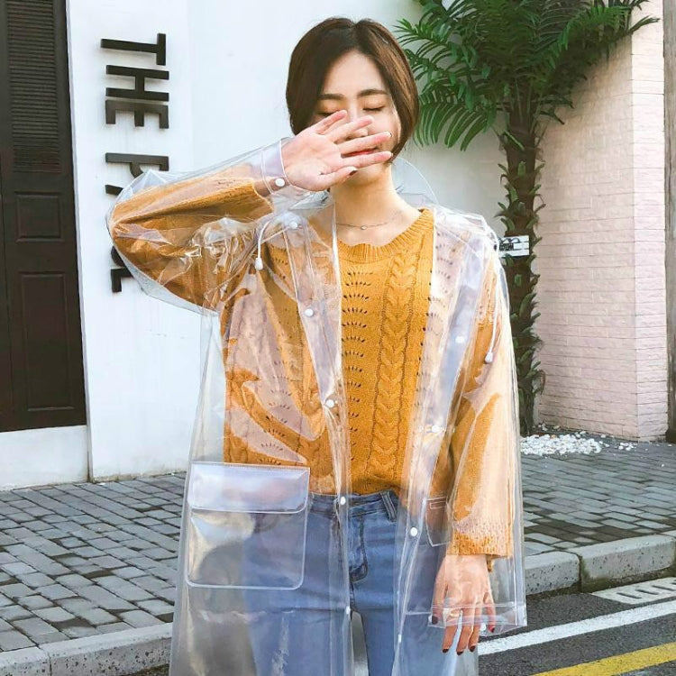 Stylish Portable Outdoor Transparent EVA Raincoat, Size:M