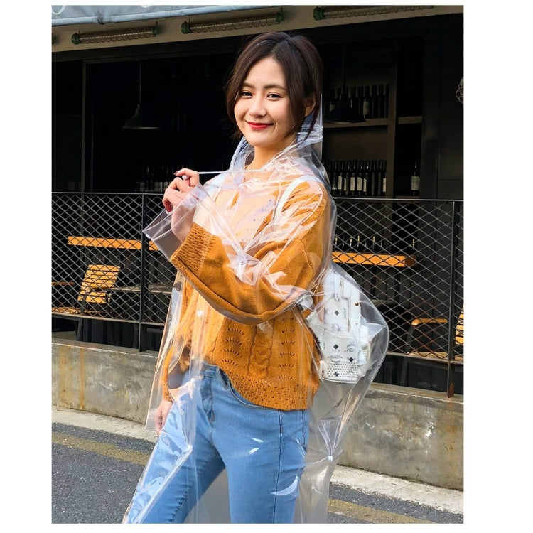 Stylish Portable Outdoor Transparent EVA Raincoat, Size:L