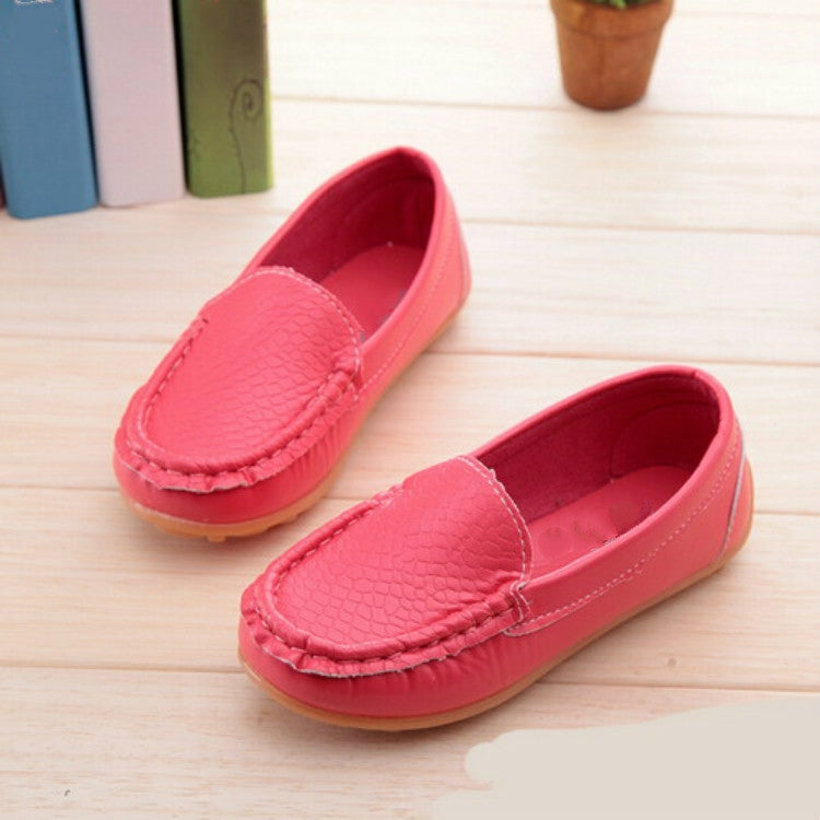PU Leather Soft Comfortable Loafers Slip Kids Shoes, Size:22