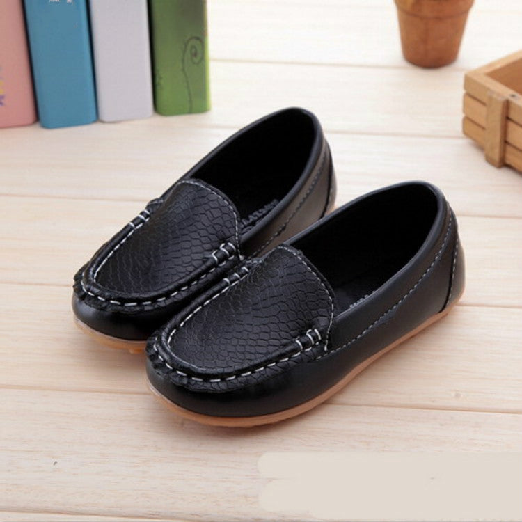 PU Leather Soft Comfortable Loafers Slip Kids Shoes, Size:22