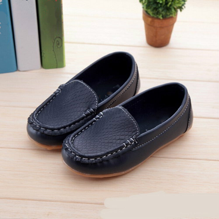 PU Leather Soft Comfortable Loafers Slip Kids Shoes, Size:22