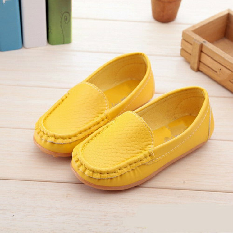 PU Leather Soft Comfortable Loafers Slip Kids Shoes, Size:22