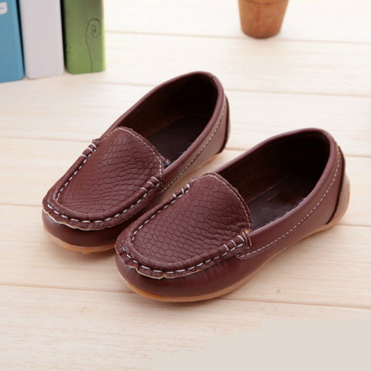 PU Leather Soft Comfortable Loafers Slip Kids Shoes, Size:26