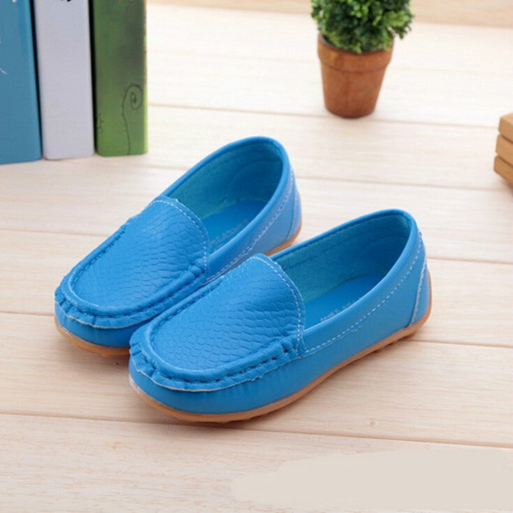 PU Leather Soft Comfortable Loafers Slip Kids Shoes, Size:27