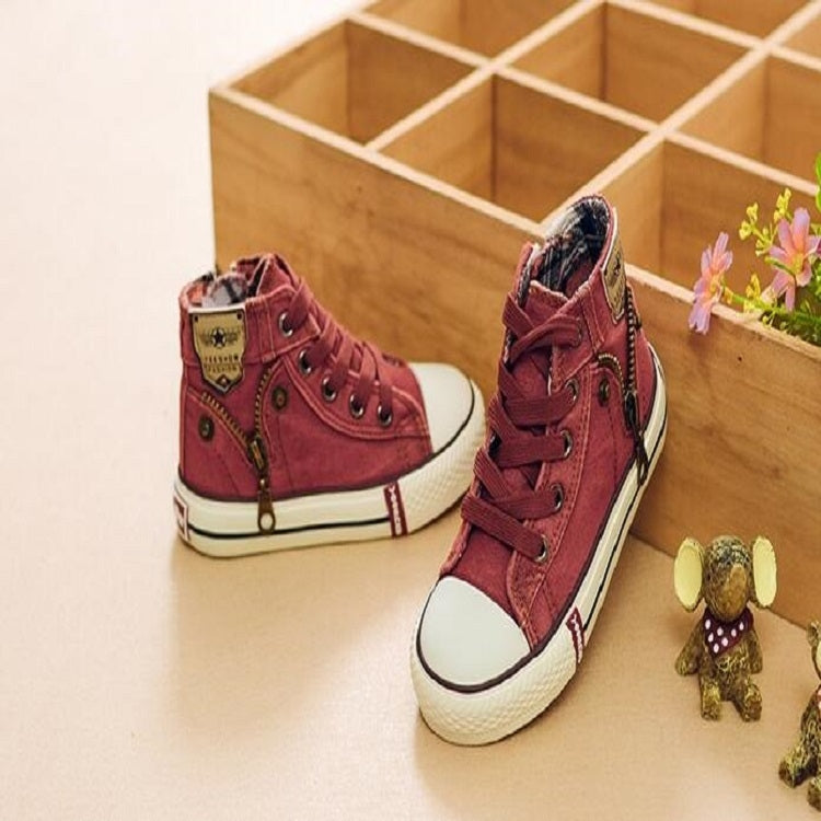 Denim Canvas Sports Breathable Children Flat Boots Shoes, Size:28