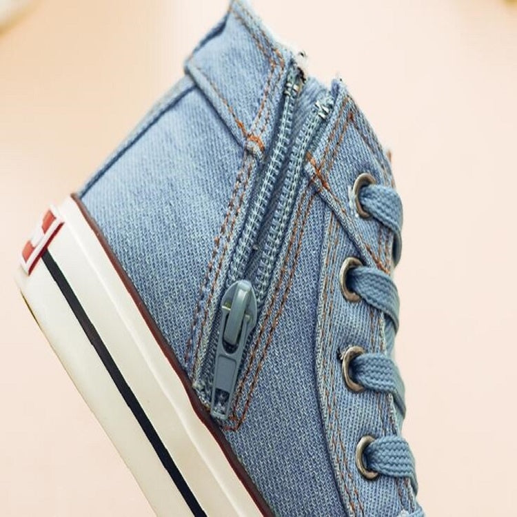 Denim Canvas Sports Breathable Children Flat Boots Shoes, Size:36