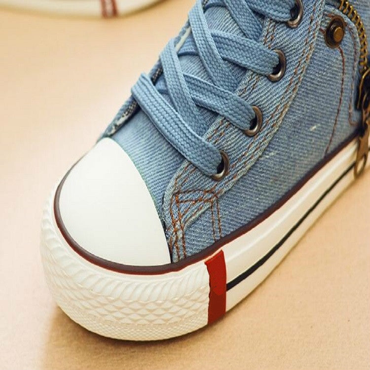Denim Canvas Sports Breathable Children Flat Boots Shoes, Size:36