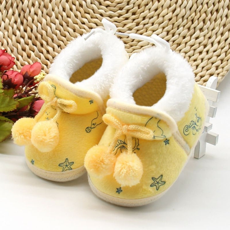 Winter Sweet Newborn Baby Girls Princess Winter Boots First Walkers Soft Soled Infant Toddler Girl Footwear, Baby Age:8-12 Months(Yellow)