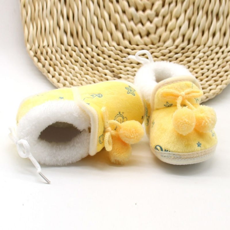 Winter Sweet Newborn Baby Girls Princess Winter Boots First Walkers Soft Soled Infant Toddler Girl Footwear, Baby Age:8-12 Months(Yellow)