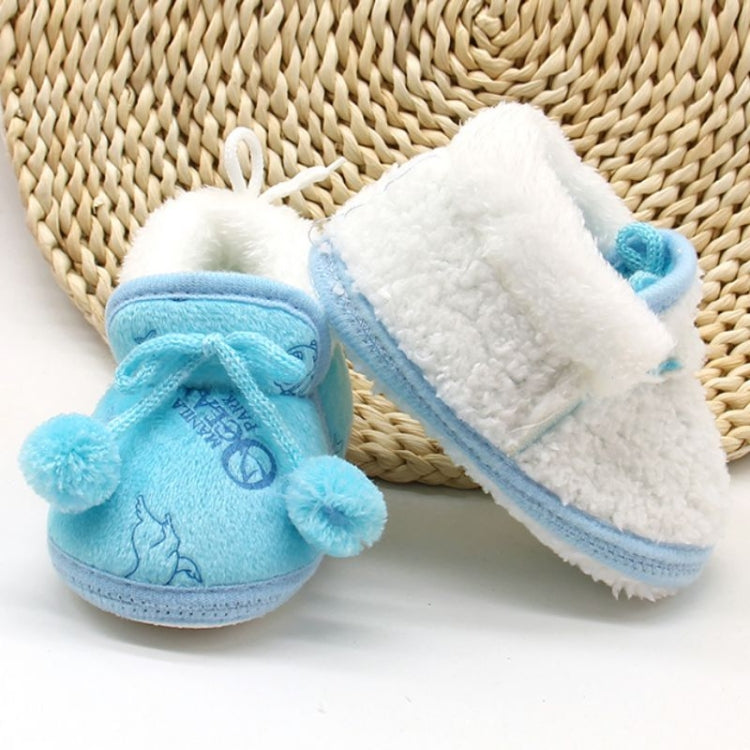 Winter Sweet Newborn Baby Girls Princess Winter Boots First Walkers Soft Soled Infant Toddler Girl Footwear, Baby Age:4-7 Months(Blue)
