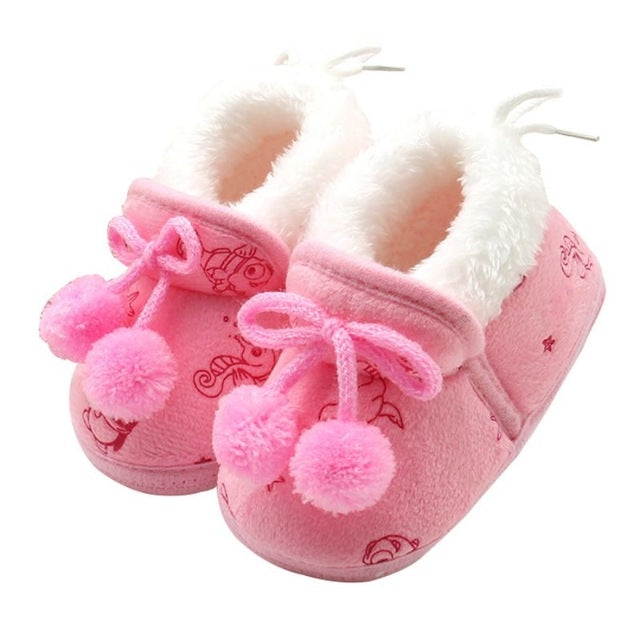 Winter Sweet Newborn Baby Girls Princess Winter Boots First Walkers Soft Soled Infant Toddler Girl Footwear,