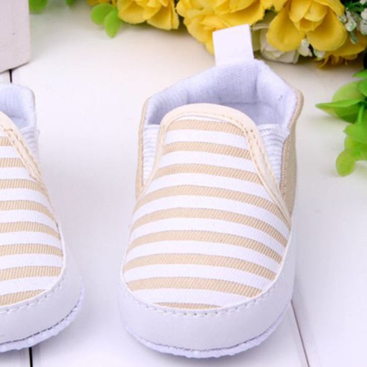 Slip-On First Walkers Toddler Striped Canvas Sneaker Baby Boys Shoes Infant(Beige)