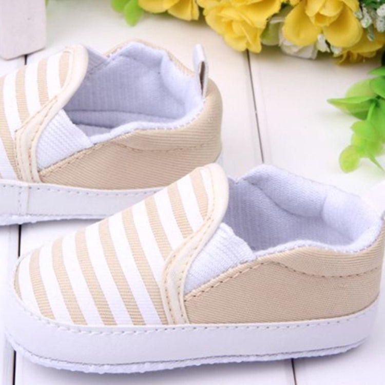 Slip-On First Walkers Toddler Striped Canvas Sneaker Baby Boys Shoes Infant(Beige)