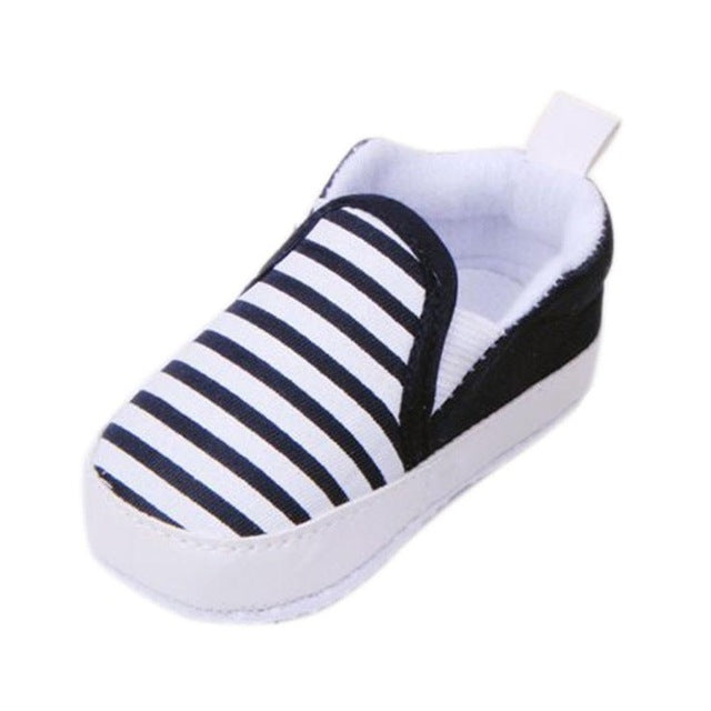 Slip-On First Walkers Toddler Striped Canvas Sneaker Baby Boys Shoes Infant(Navy)