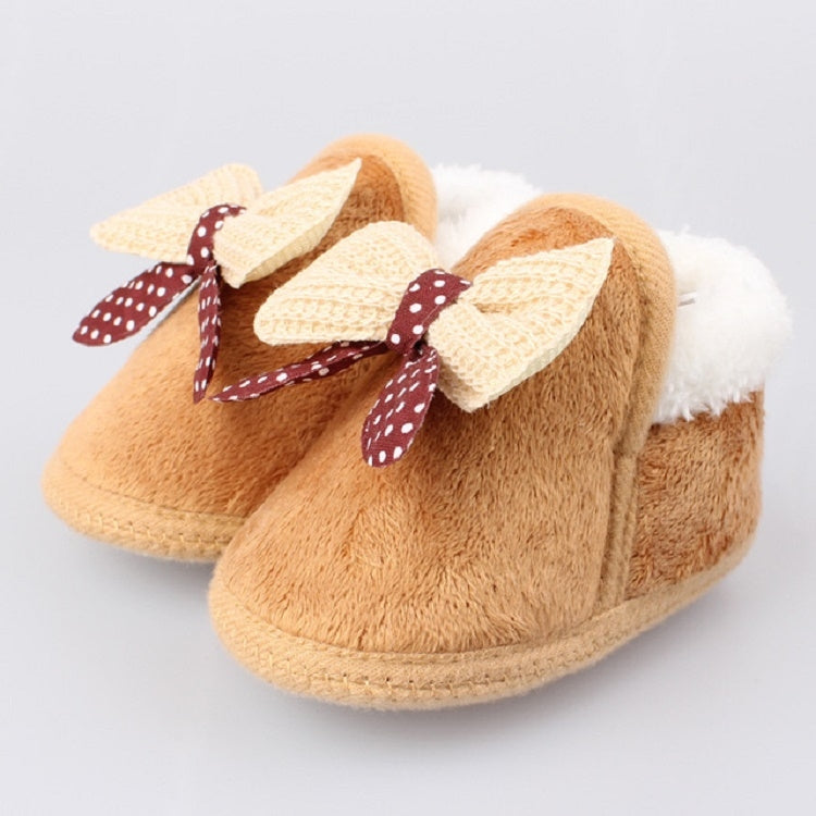 Spring Autumn and Winter Baby Cotton Shoes Boots Thick Warm Soft Bottom Bow Toddler Shoes, Size:12