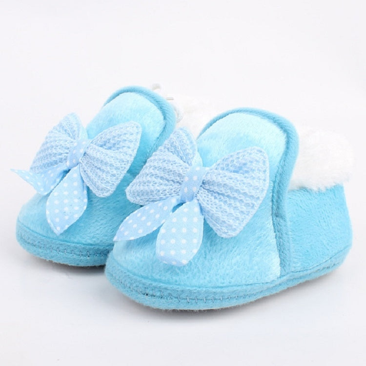 Spring Autumn and Winter Baby Cotton Shoes Boots Thick Warm Soft Bottom Bow Toddler Shoes, Size:13