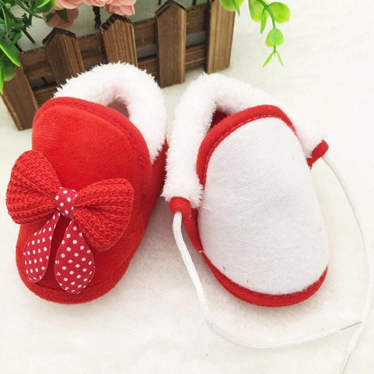 Spring Autumn and Winter Baby Cotton Shoes Boots Thick Warm Soft Bottom Bow Toddler Shoes, Size:13
