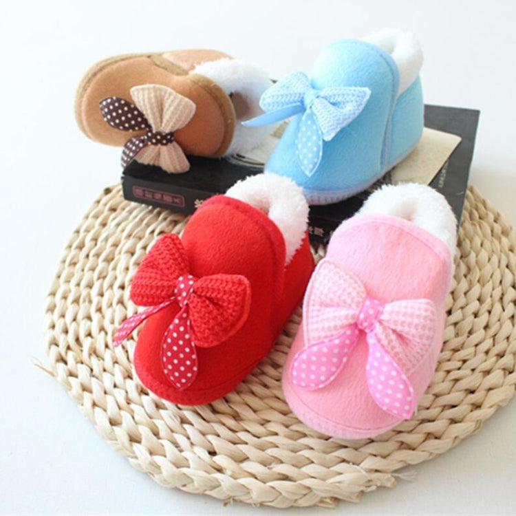 Spring Autumn and Winter Baby Cotton Shoes Boots Thick Warm Soft Bottom Bow Toddler Shoes, Size:13